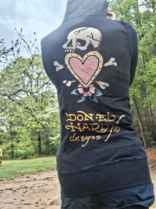 Ed Hardy Jackets & Blazers - Ed Hardy Skull & Heart Graphic Black Hoodie Y2k
